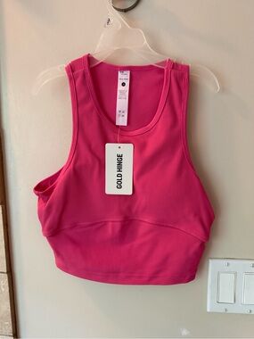 NWT gold hinge pink ribbed cropped tank top small